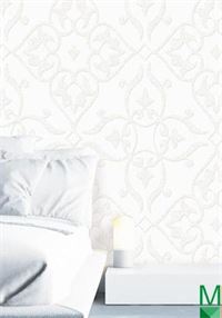 Mẫu giấy dán tường phòng ngủ cổ điển màu trắng 9804-1