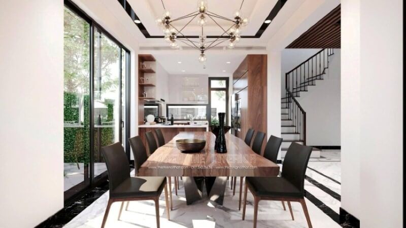 Trang trí nội thất phòng ăn hiện đại sang trọng cho nhà phố, biệt thự.