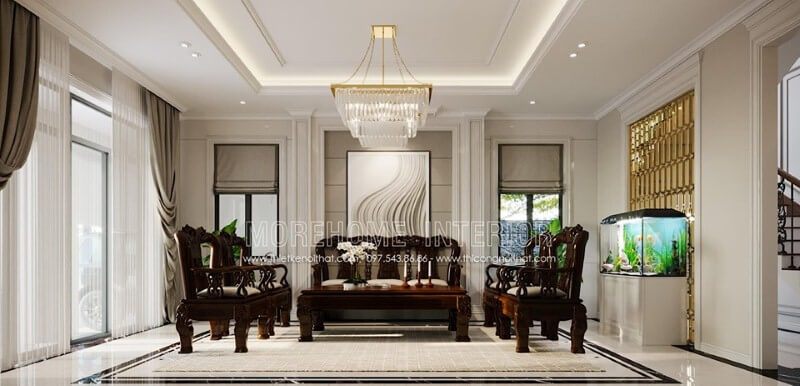 Tranh in canvas treo tường đẹp tạo điểm nhấn ấn tượng cho phòng khách.